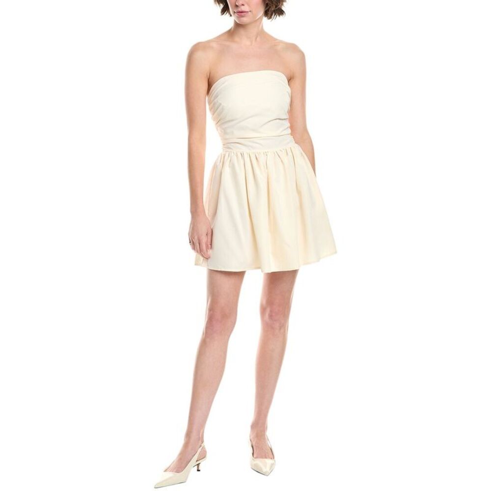 Hl Affair Womens  Ruched Tie Waist Mini Dress, Beige